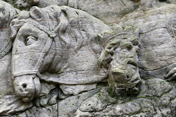 Detail of the rock relief from 1734 - Arrival of the Magi