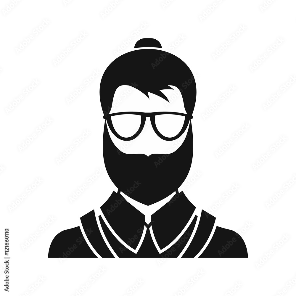 Wall mural Hipsster man icon in simple style on a white background vector illustration - Wall murals