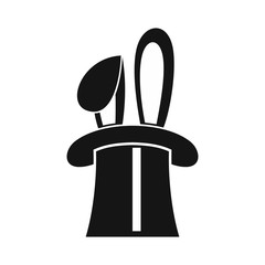 Rabbit appearing from a top magic hat icon in simple style on a white background vector illustration