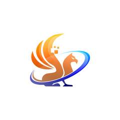 Gryphon Griffin Tech Logo Vector Image Icon