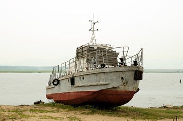 old rusted ship. Used toning of the photo