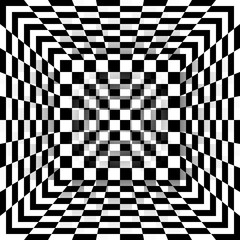 Black and white chessboard pattern box. Vector abstract background.