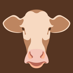Cow head face vector illustration style Flat