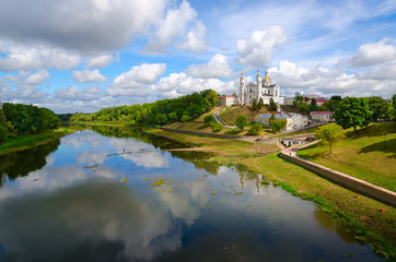 Fototapeta na wymiar Holy Assumption Cathedral on Uspenskaya mountain above Western Dvina, Vitebsk, Belarus