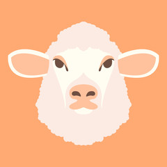 sheep head face vector illustration style Flat