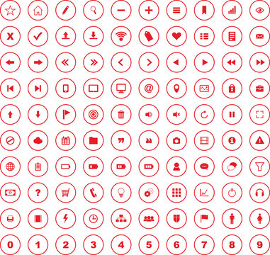100 Icons Web Cirlce Red