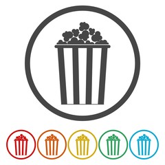Popcorn. Cinema round circle icon