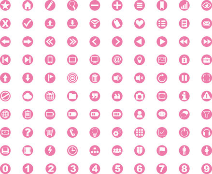 100 Icons Web Round Pink