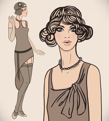 Flapper girl set: retro women of twenties