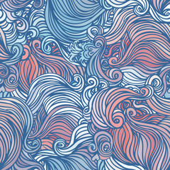 Blue and green sky. Vector color abstract hand-drawn pattern
