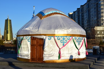 Traditional Kazakh yurt in Astana, Kazakhstan