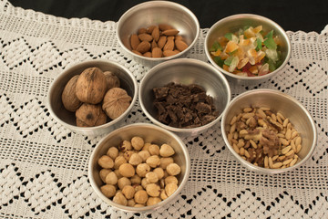 Panpepato ingredients. Typical Italian sweet.