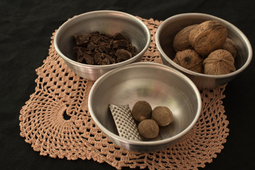 Panpepato ingredients. Typical Italian sweet.