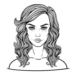 Face chart Makeup Artist Blank. Gothic luxury woman. Vector illustration.