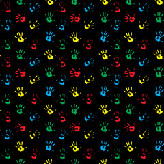 Seamless pattern hand print colored