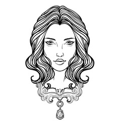 Face chart Makeup Artist Blank. Gothic luxury woman. Vector illustration.