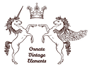 Crest with vintage style design elements, use for logo, frame