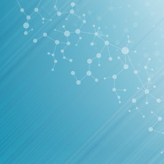 Structure molecule and communication Dna, atom, neurons. Science concept for your design. Connected lines with dots. Medical, technology, chemistry, science background. Vector illustration.