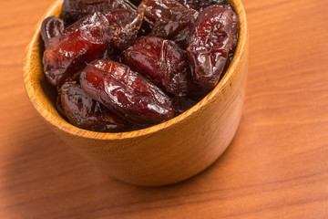Dried Dates into a bowl. Tamara