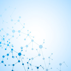 Structure molecule and communication Dna, atom, neurons. Science concept for your design. Connected lines with dots. Medical, technology, chemistry, science background. Vector illustration.