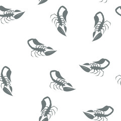Seamless pattern with black scorpions in fighting pose on a white background