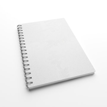 White paper notebook made of craft paper over white background. 3d rendering
