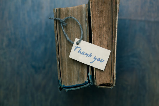 Thank you sign on old book - vintage style