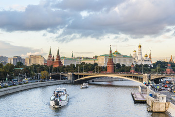 Moscow Kremlin and Moscow River on the sunset, Russia