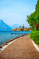 Picturesque view to old town Malcesine Garda