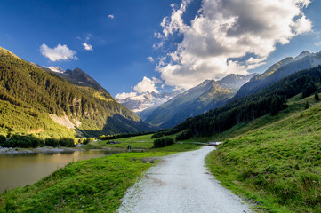 Durlassboden reservoir in the Zillertal Alps, Austria