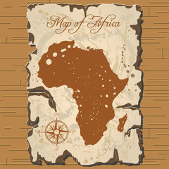 Vector old parchament. Map of Africa.
