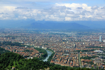 Fototapeta na wymiar View of the city of Turin from Superga, Turin, Italy