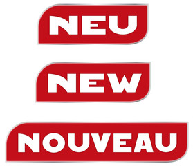 Neu! New! Nouveau!, Angebot, Button, Illustration
