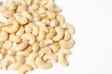 Cashew nuts on white