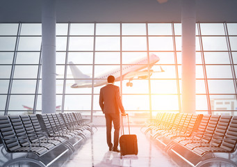 African American businessman in airport