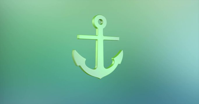 Animated Sea Anchor Color 3d Icon Loop Modules for edit with alpha matte

