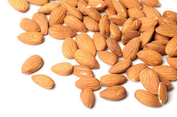 almond nuts on white background