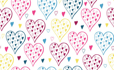 Seamless pattern with hand drawing hearts. Vector illustration