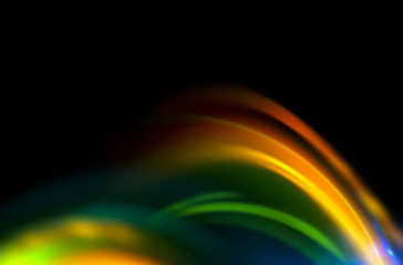 Colorful abstract  background. Glow lines. Curve lightings streaks on black background