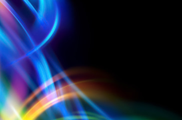 Colorful abstract  background. Glow lines. Curve lightings streaks on black background