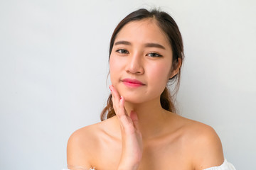 portrait of attractive caucasian smiling woman