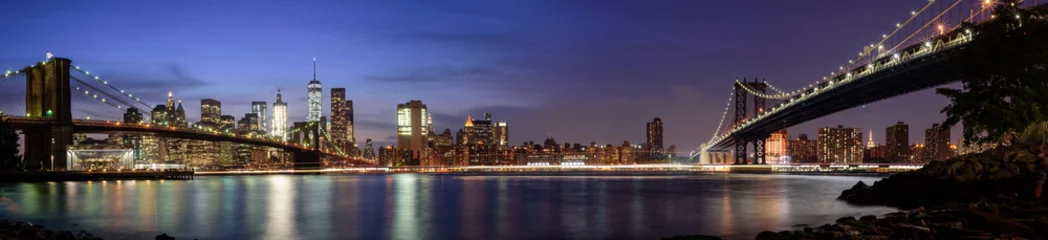 Photo sur Plexiglas Brooklyn Bridge Paysage urbain de Manhattan depuis Brooklyn, New York City