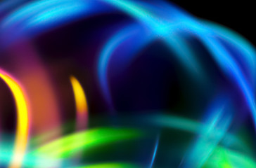 Colorful abstract  background. Glow lines. Curve lightings streaks on black background