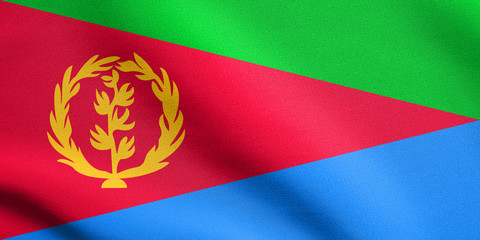 Flag of Eritrea waving with fabric texture