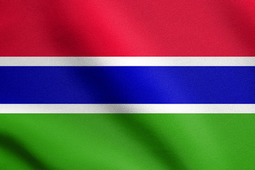 Flag of the Gambia waving with fabric texture