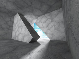 Fototapety  Concrete architecture background. Empty room with sky