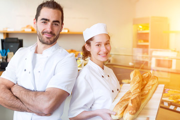 Team of bakers working at the bakery