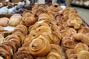 fresh pastry at baker shop. Used toning of the photo