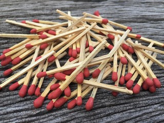 matches on wood background