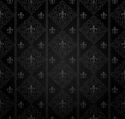Black wallpaper. Classic vintage background, vector